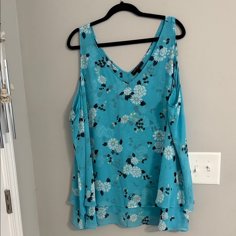 Lane Bryant Blue Floral Tank Top